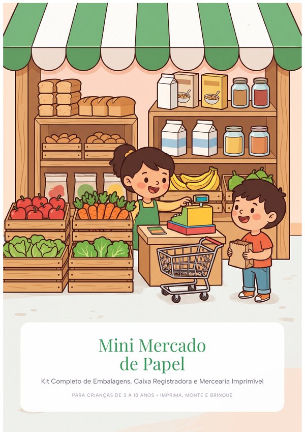 Mini Mercado de Papel: Embalagens, Caixa Registradora e Mercearia para Imprimir