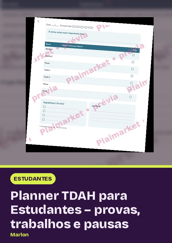 ADHD Student Planner – Exams, Assignments and Breaks