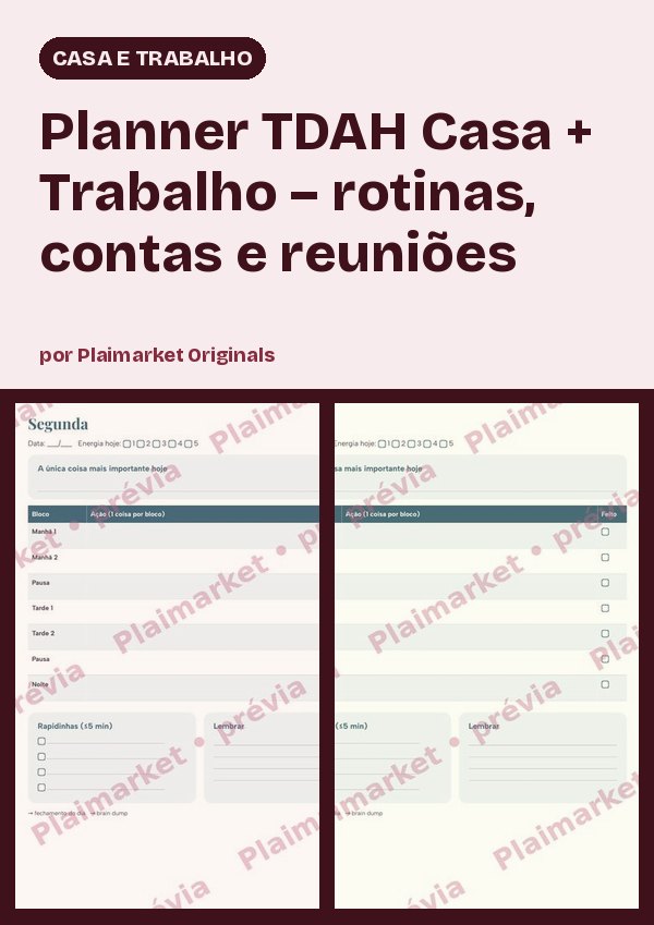 Planner TDAH Casa + Trabajo – rutinas, cuentas y reuniones