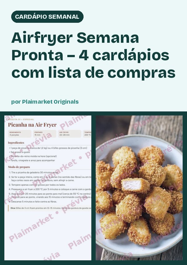 Airfryer Semana Pronta – 4 cardápios com lista de compras