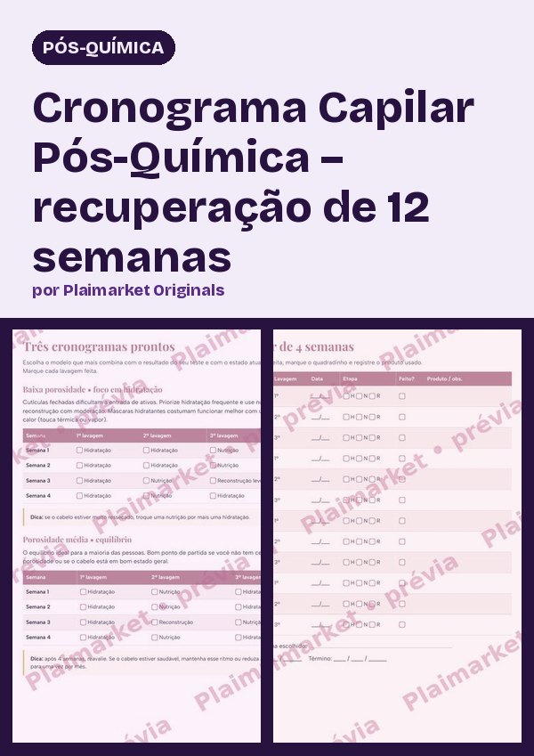 Cronograma Capilar Poscoloración – recuperación de 12 semanas