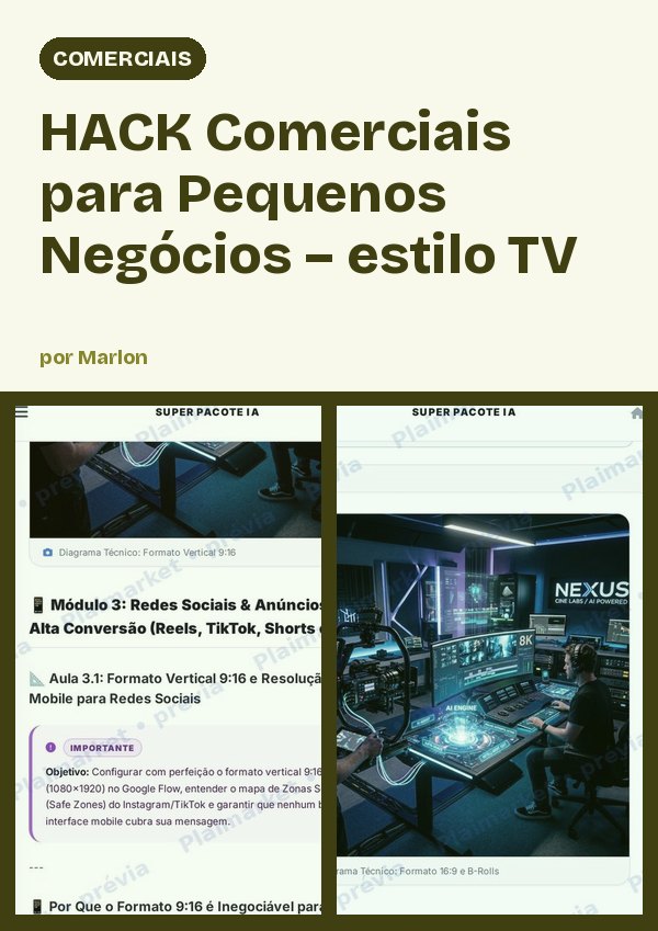 HACK Comerciais para Pequenos Negócios – estilo TV