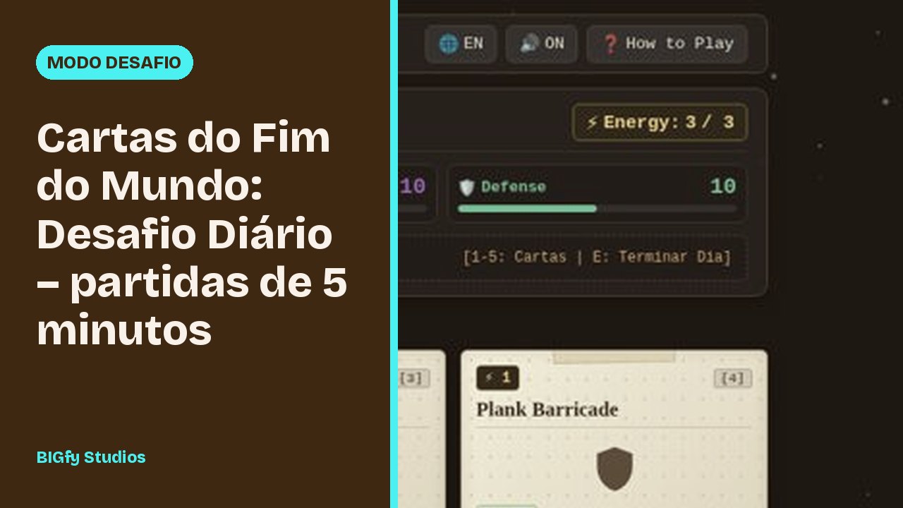 Cartas do Fim do Mundo: Desafio Diário – partidas de 5 minutos