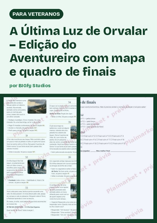 A Última Luz de Orvalar – Edição do Aventureiro com mapa e quadro de finais
