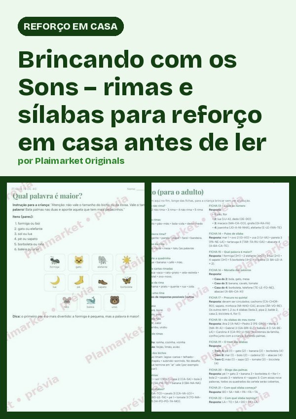 Playing with Sounds – Rhymes and Syllables for Home Practice Before Reading