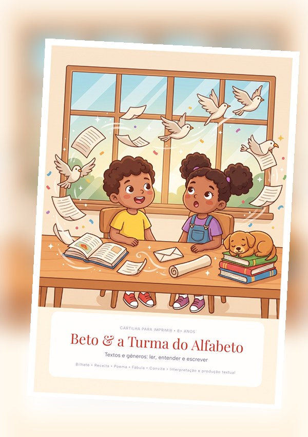Beto y la Pandilla del Alfabeto – Nota, receta, poema, fábula e invitación (8+ años)